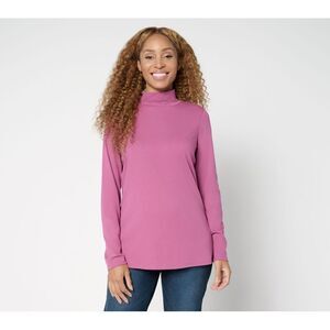 Maya J Women's Top Sz L TripleLuxe Micro Rib Mock Neck Purple A703637